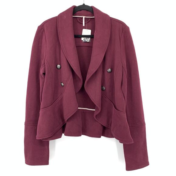 Free People Sangria Flared & Femme Military Style Open Jacket Womens Sz M NEW - Picture 1 of 7